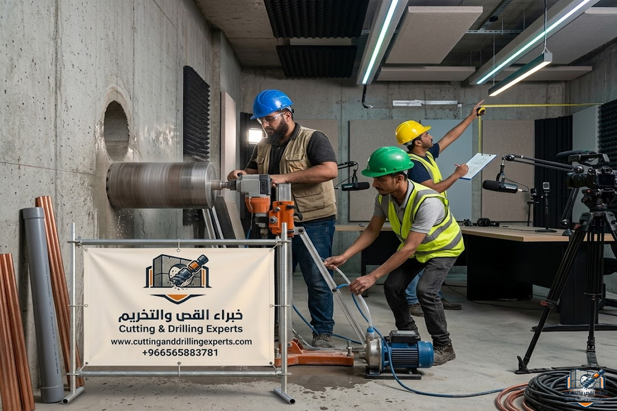 فتح كور مكيفات بجدة باستخدام أجهزة الكور الماسي الحديثة لعمل فتحات دقيقة للمكيفات السبلت والمركزية وتمرير مواسير التبريد بدون تكسير أو إتلاف للخرسانة